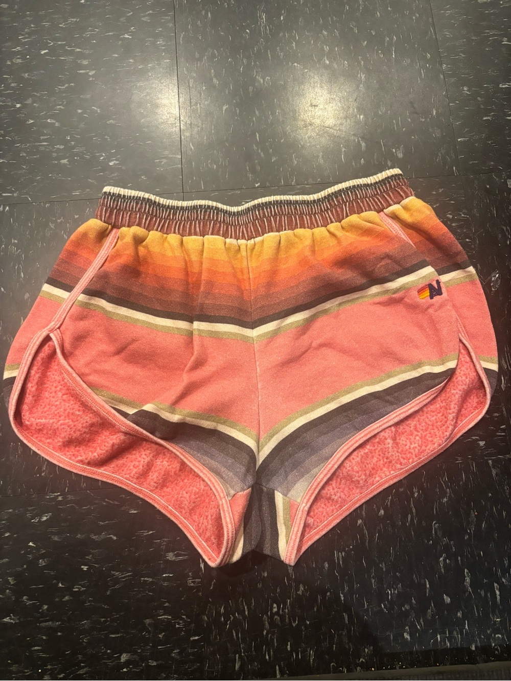 Aviator Nation Pink Ombre Stripe Athletic Shorts
